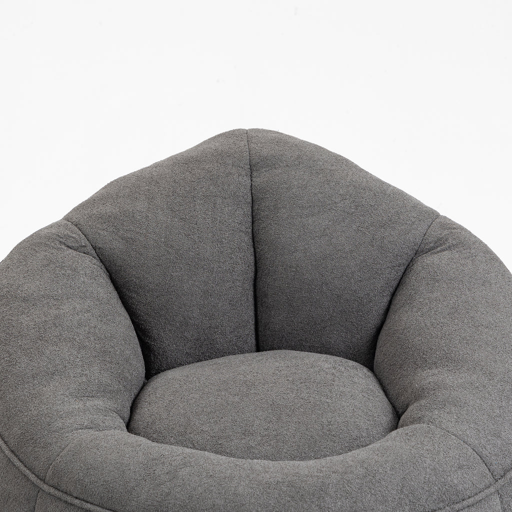 Bedding Bean Bag Sofa Chair with High-Pressure Foam and Footrest, Grey Microfiber - Grand Goldman Shop