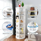 Rotating Shoe Rack Tower, 8-Tier Spinning Storage Rack, Free Standing 360° Revolving Organizer in White with PVC Construction, Holds 32 Pairs of Shoes - Grand Goldman Shop