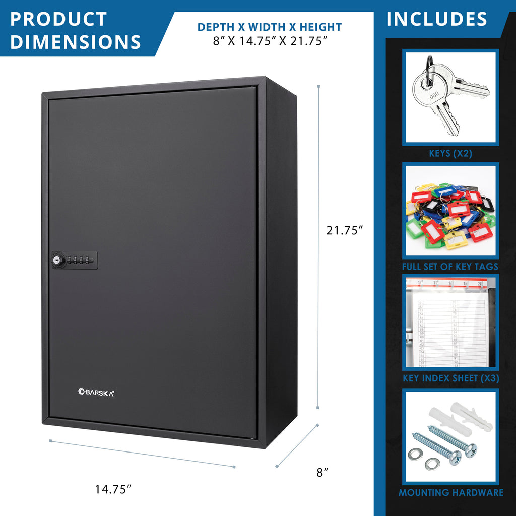 Black Steel Adjustable Key Cabinet with Combination Lock for Secure Key Storage - Grand Goldman