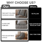 Upholstered Foldable Lazy Sofa Bed for Adults and Pets, 5-Position Adjustable Recliner with 2 Soft Pillows in Grey Corduroy Fabric - Grand Goldman Shop