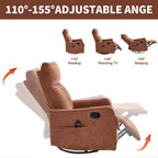 Orange Heat Massage Manual Recliner Chair with Rocker and Swivel in Fabric for Living Room - Grand Goldman Shop