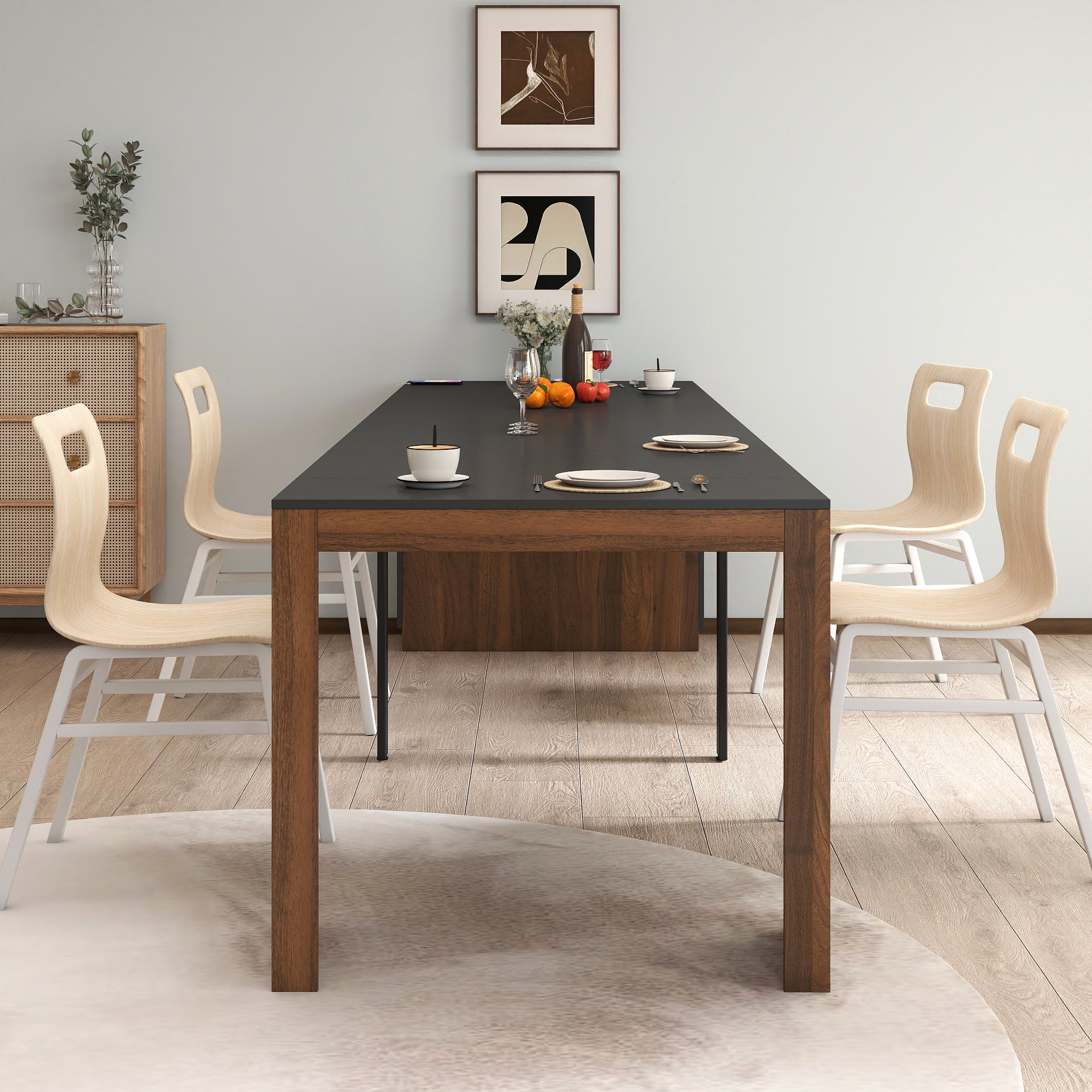Modern Multifunctional Extendable Dining Table with Outlet, Space Saving Expanding Table with Storage for Party, Weddings, Meetings, Celebrations - Grand Goldman Shop