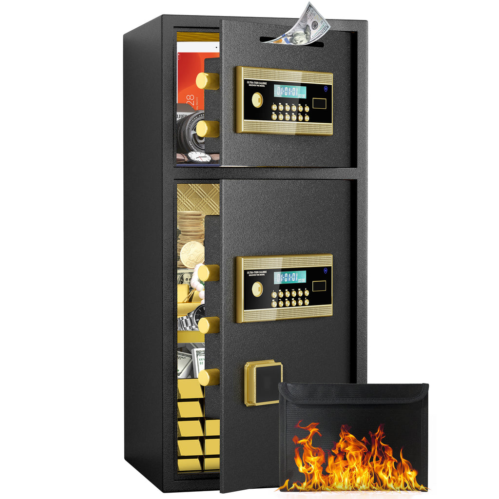 Large Double-door Coin-operated Safe,Digital Security Safe with Fireproof and Waterproof Bag,7.0 Cubic Feet Safe Box with Hid