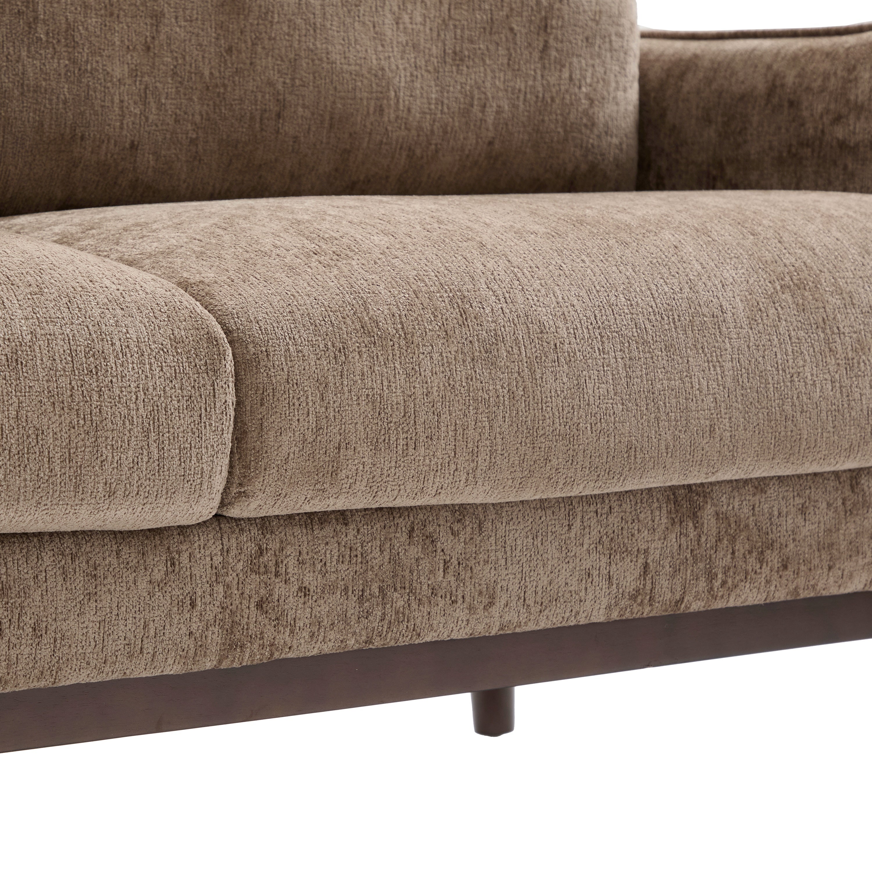 Modern Style Loveseat Sofa 75.75' with Spacious Seating, Brown Chenille Upholstery, Rubber Wood Legs, 2-Seater Couch - Grand Goldman Shop
