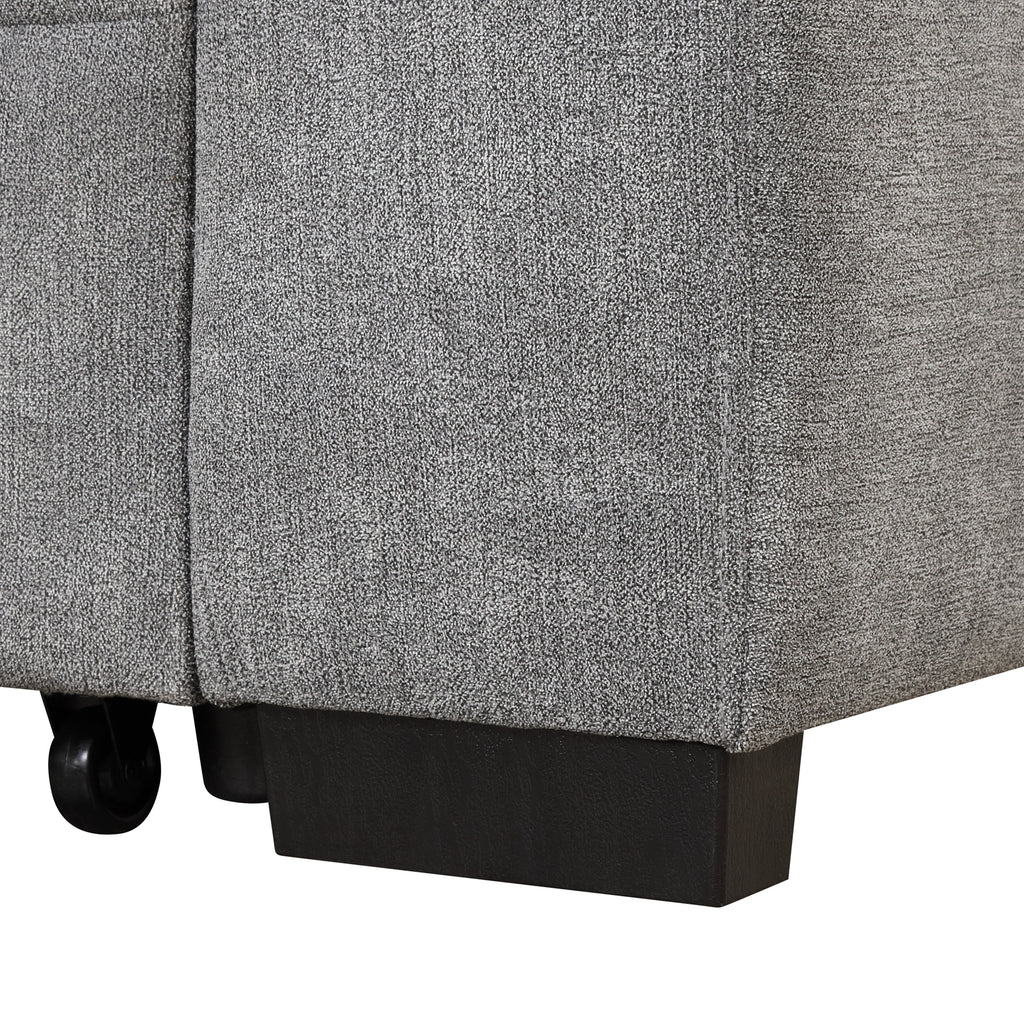 Modern Sleeper Sofa Bed with Storage Ottoman, Gray Linen, 84.75' L Shape Couch for Living Room or Apartment - Grand Goldman Shop