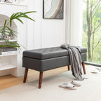 Storage Bench with Storage Bench for Bedroom End of Bed Bench Foot of Bed Bench Entryway Bench Storage Ottoman Bench 43.3' W x 17.7' Dark Grey Leather Bench - Grand Goldman Shop