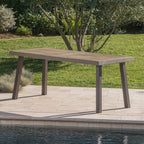 Acacia Wood Dining Table with Slat Design, Grey Finish / Rustic Metal - Grand Goldman Shop