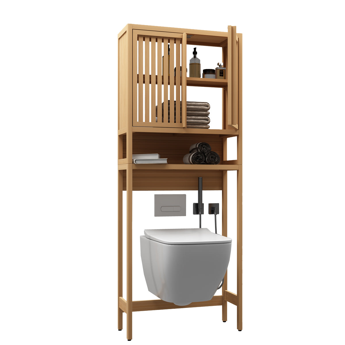 Toilet storage rack, independent bathroom, laundry room, space saving, natural color - Grand Goldman Shop