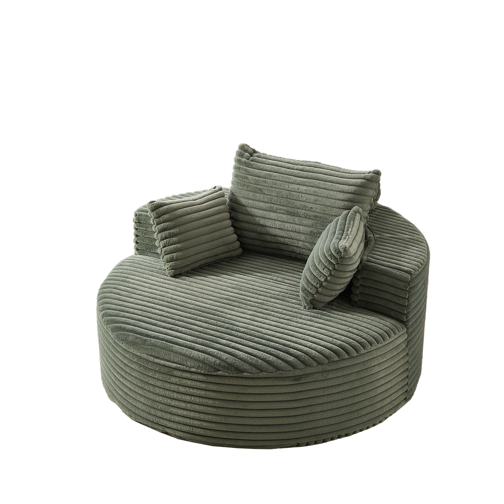 55'L Corduroy Sponge single sofa,No Assembly Required,Fluffy Modern Sleeper Chair for Living room, Bedroom, Lounge and Projection Room(Not a swivel chair.) - Grand Goldman Shop
