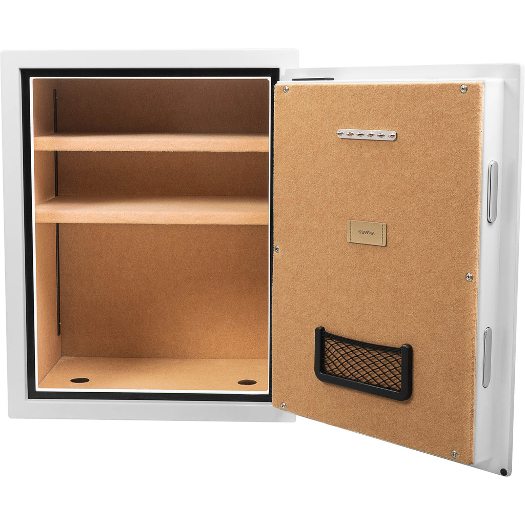 Biometric Fireproof Safe 4.48 Cubic Ft White Steel Secure Storage | Premium Home Decor - Grand Goldman