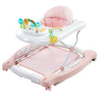 5-in-1 Baby Walker, Folding Baby Activity Center on Wheels, Height Adjustable Rocker Bouncer Walker with Comfortable High-Bac