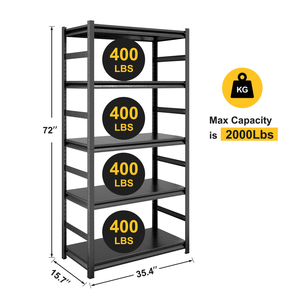 Storage Shelves 5 Tier Heavy Duty Metal Shelving Unit Adjustable Shelving Units and Storage Rack Kitchen Garage Shelf H72 * W35.4 * D15.7 - Grand Goldman Shop