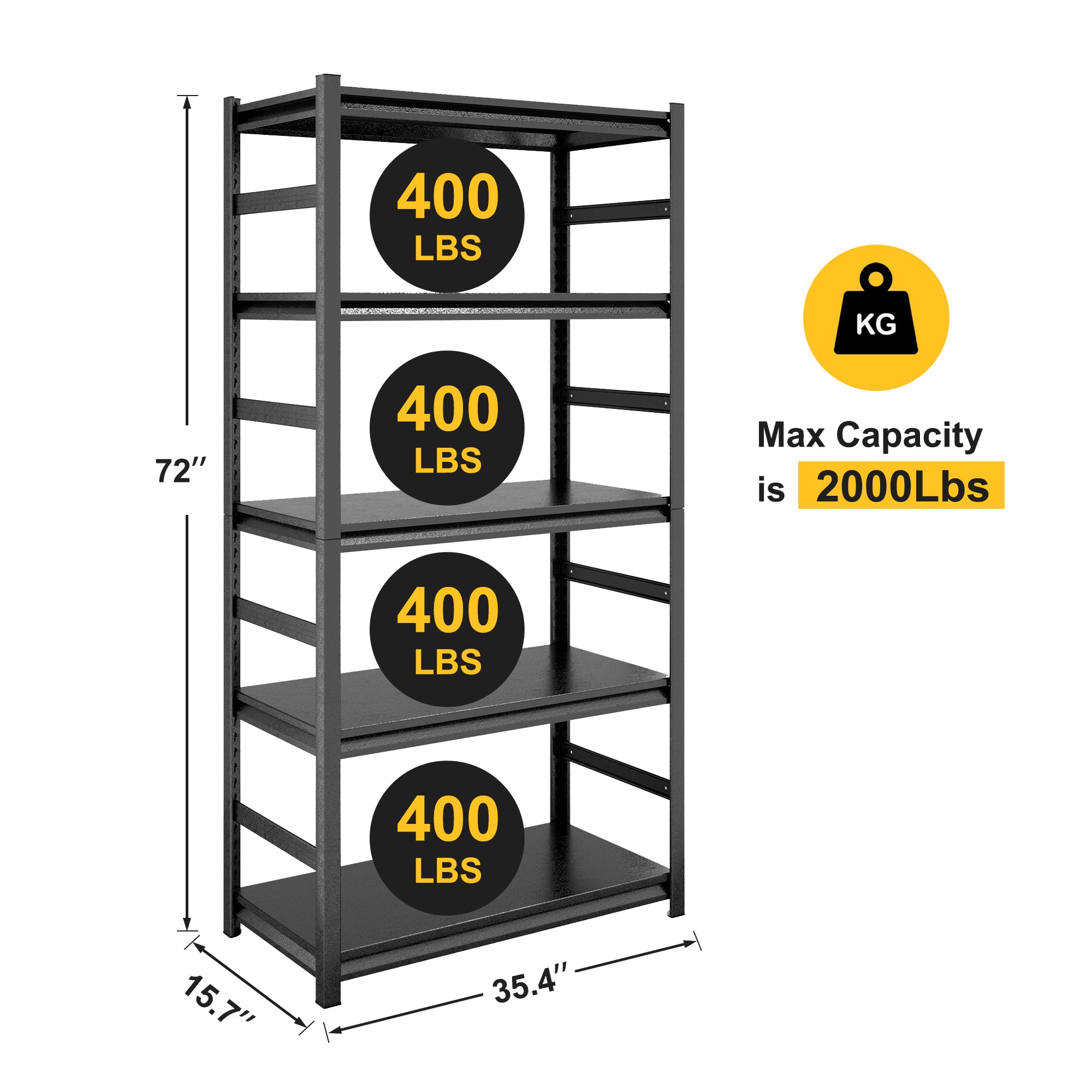 Storage Shelves 5 Tier Heavy Duty Metal Shelving Unit Adjustable Shelving Units and Storage Rack Kitchen Garage Shelf H72 * W35.4 * D15.7 - Grand Goldman Shop