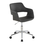Contemporary Task Chair in Chrome Metal and Grey Faux Leather - Grand Goldman
