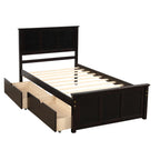 Espresso Platform Storage Bed with 2 Wheel-Base Drawers, Twin Size Frame, Pine Wood and MDF Construction - Grand Goldman Shop