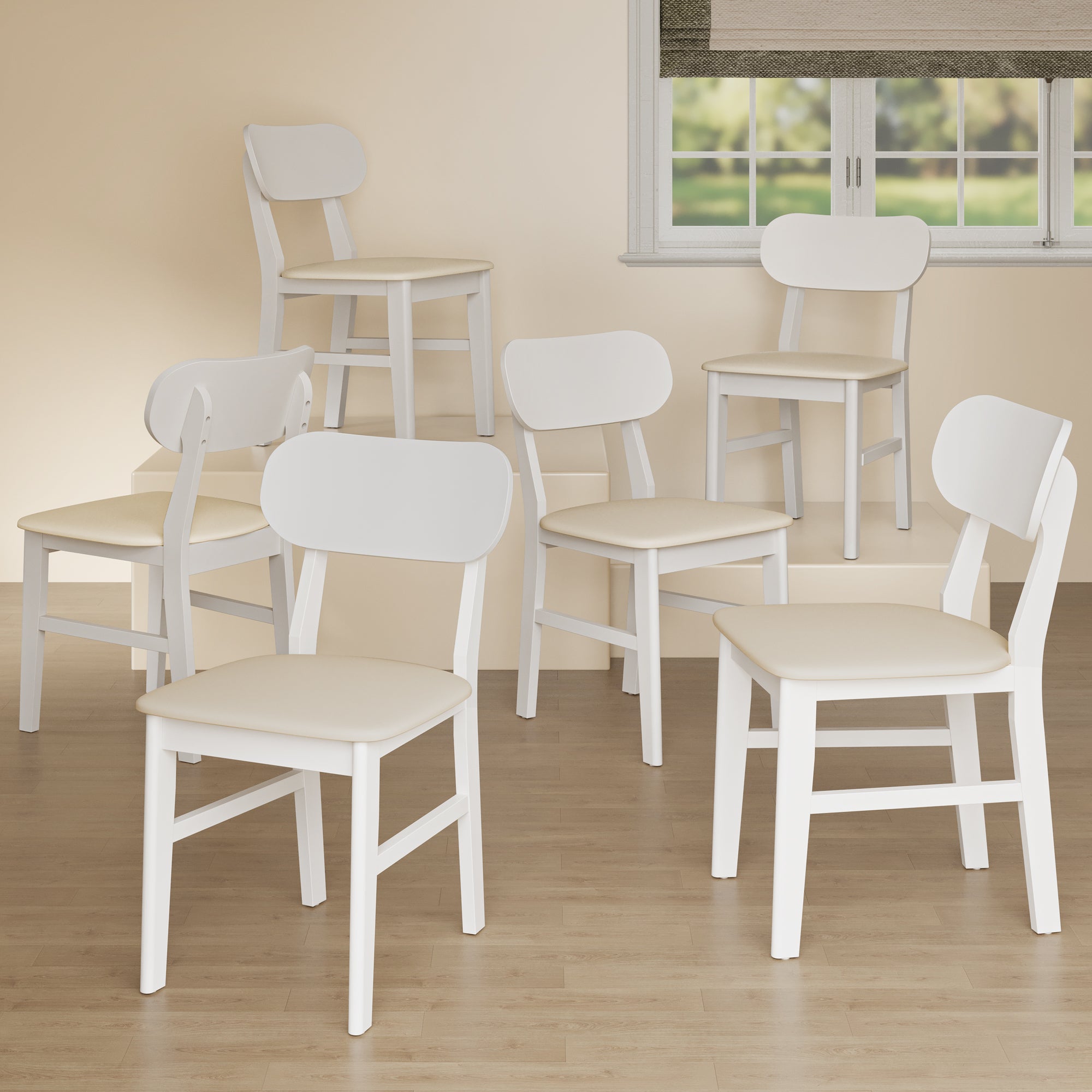 Farmhouse Dining Chairs Set of 2, Modern Faux Leather Upholstered Kitchen&Dining Room Chairs, Side Seating for Kitchen, Dinin