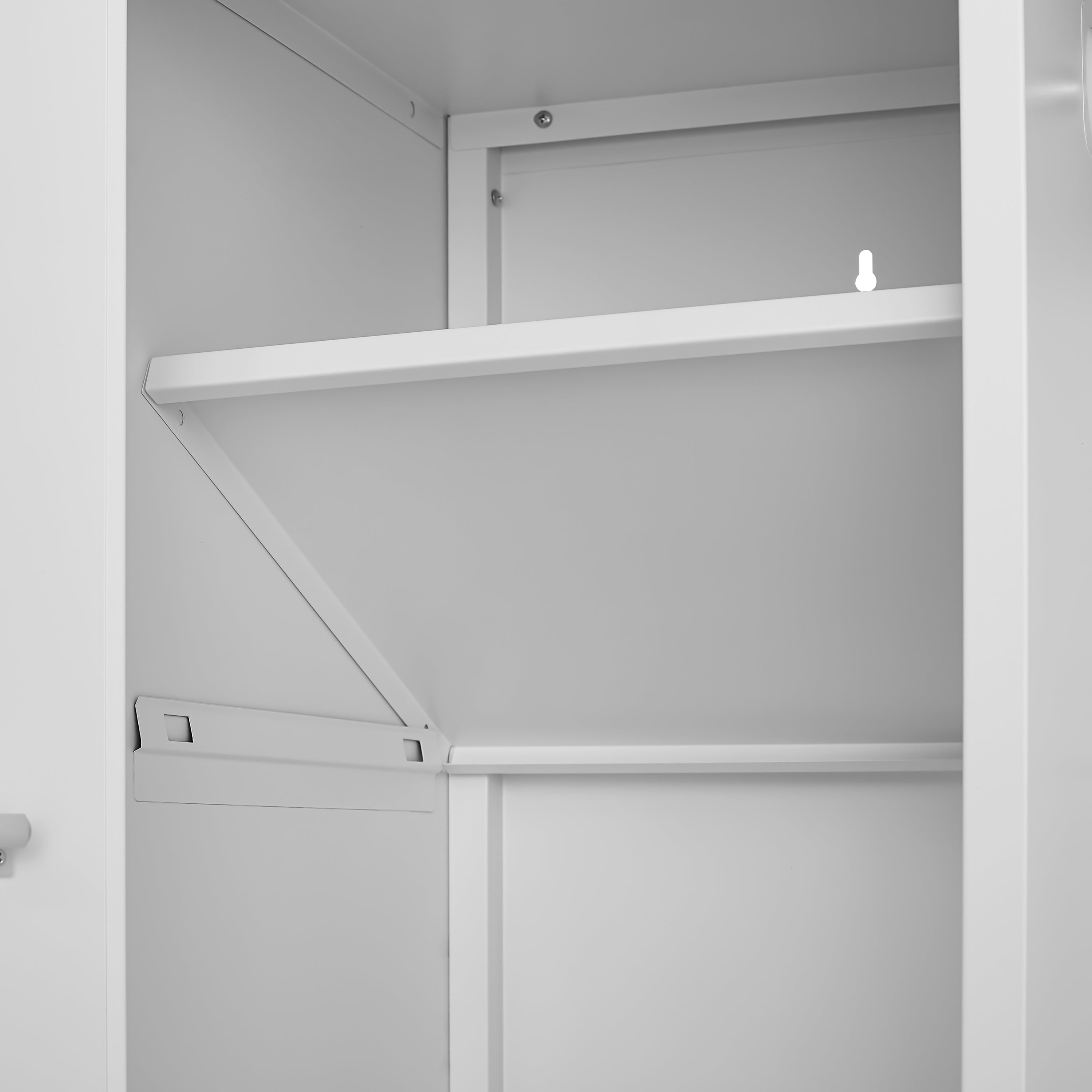Metal Broom Closet, Garage Storage Cabinet, Tool Chest Bathroom Cabinet with Locking Doors and Wheels, Tall Utility Cabinet w