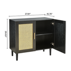 Side panel buffet cabinet with natural rattan door, rattan storage cabinet with adjustable shelves, side panel and buffet with storage space, modern console cabinet in bedroom and living room - Grand Goldman Shop