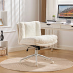 W26.4 inch  Wider Seat Office Chair,Artificial rabbit hair Home Office Chair with Metal Base,Adjustable Desk Chair Swivel Off