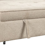 Modern L-Shape 3 Seat Reversible Sectional Couch with Pull Out Sleeper, Storage Chaise & 2 Stools, Cream, Linen Chenille - Grand Goldman Shop