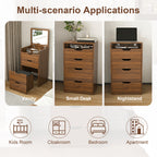 3-in-1 Vanity Desk with Lighted Mirror & Stool, Flip Top Makeup Dressing Table in Walnut Finish, Compact Storage for Bedroom or Bathroom - Grand Goldman Shop