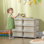 Qaba 3 Tier Kids Storage Unit, 6 Drawer Chest Toy Organizer Plastic Bins for Kids Bedroom Nursery Kindergarten Living Room fo