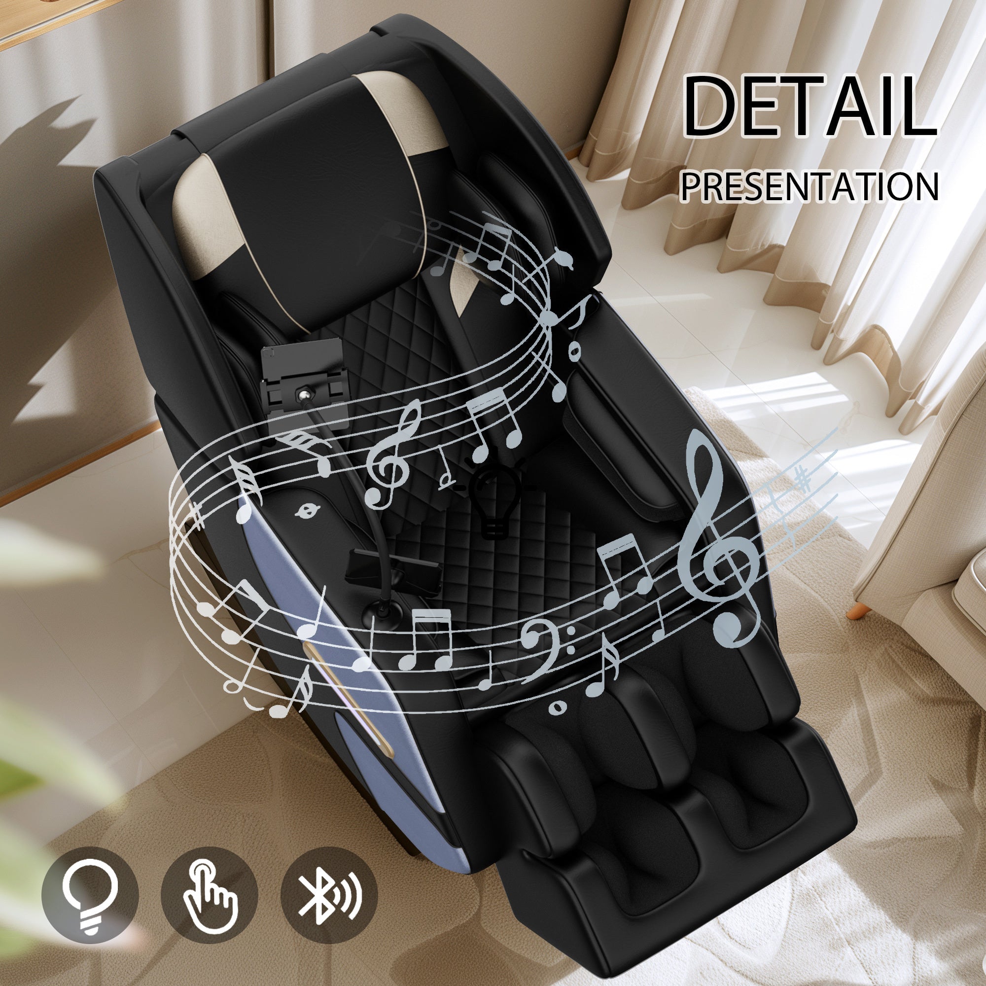 Massage Chair Recliner with Zero Gravity with Full Body Air Pressure - Grand Goldman Shop