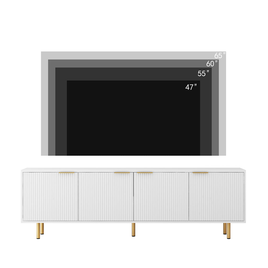 White Modern TV Stand Fluted 68' t, Entertainment Center with Storage Doors, TV Console Media Cabinet,  for 55+ Inch TV, Living Room - Grand Goldman Shop