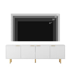 White Modern TV Stand Fluted 68' t, Entertainment Center with Storage Doors, TV Console Media Cabinet,  for 55+ Inch TV, Living Room - Grand Goldman Shop
