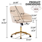 TY Ergonomic Office Chair with Swivel Function, Khaki Velvet, Comfortable for Long Sitting - Grand Goldman