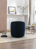 Teddy Fabric Swivel Accent Armchair Barrel Chair With Black Powder Coating Metal Ring,Dark Blue - Grand Goldman Shop