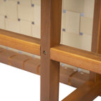 Stylish Acacia Wood Bedroom Bench with Woven PU Leather Seat in Warm Teak Tone, Natural Finish - Grand Goldman Shop