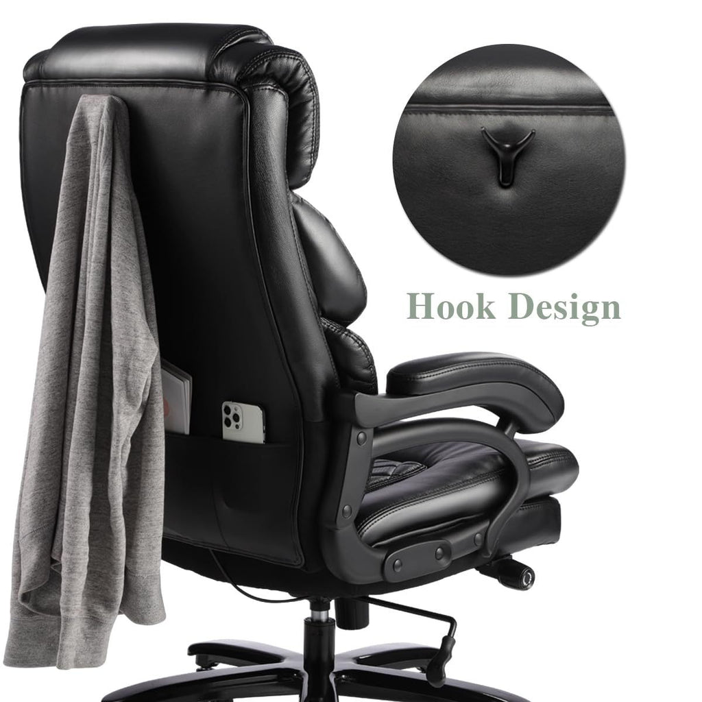 500lbs Big and Tall Office Chair for Heavy People Executive Office Chair with Wide Spring Seat Computer Desk Chair 360 Swivel