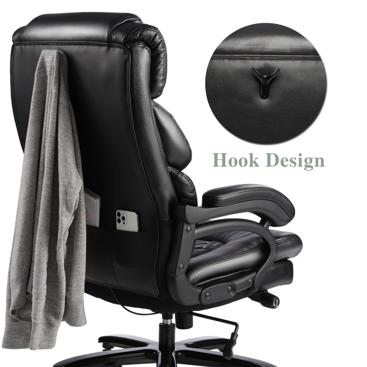 500lbs Big and Tall Office Chair for Heavy People Executive Office Chair with Wide Spring Seat Computer Desk Chair 360 Swivel