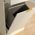 10-Gallon Woodgrain Tilt-Out Trash Can Cabinet Wooden Garbage Recycling Cabinet with Wave-Textured Hideaway Drawer&Pull-Out Bin-Multipurpose Kitchen/Bath Organizer in Antique White Finish - Grand Goldman Shop