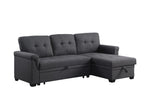 Lucca 84' Dark Gray Linen Reversible Sleeper Sectional Sofa with Storage Chaise - Grand Goldman Shop