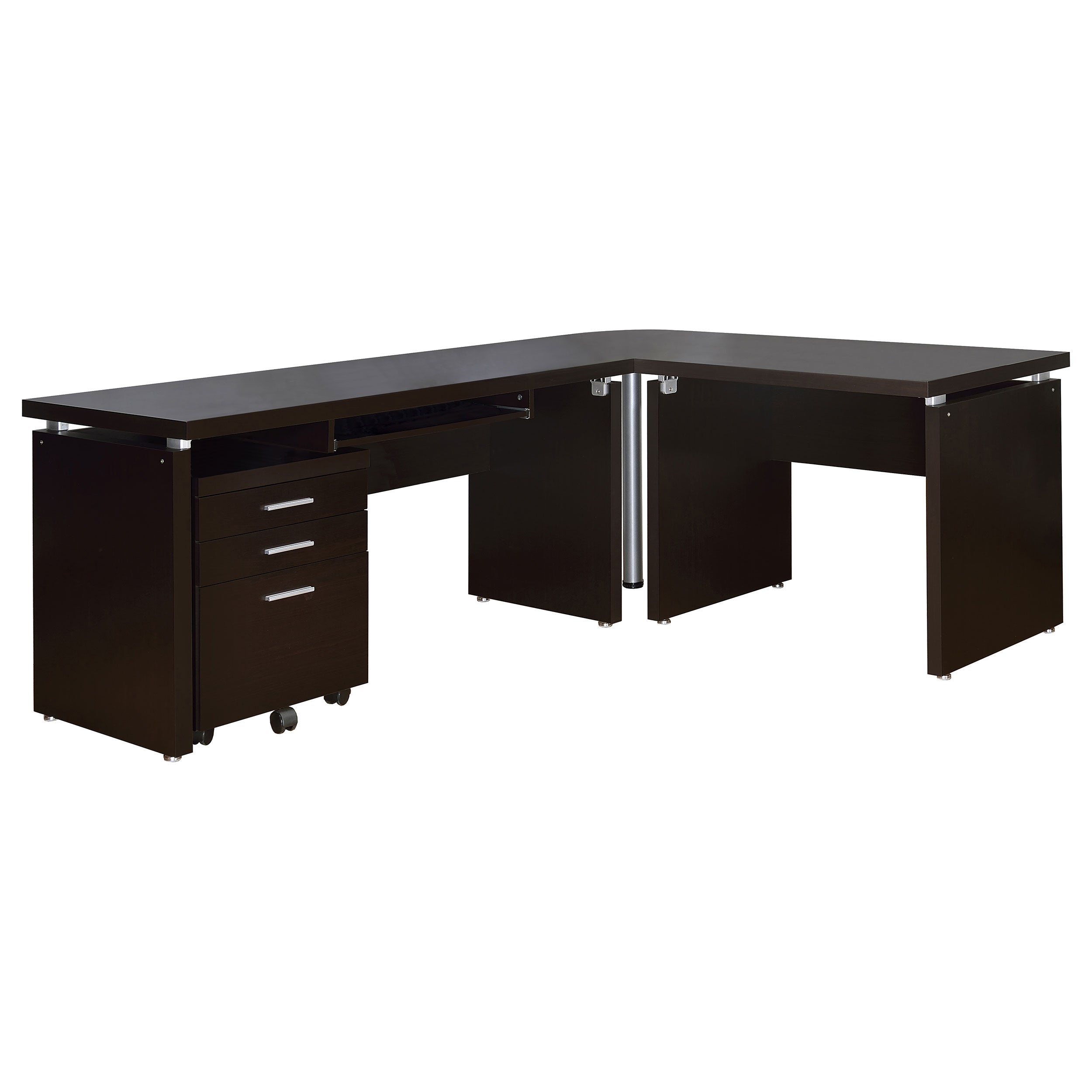 Cappuccino 3-Drawer File Cabinet with Modern Silver Hardware, Brown Wood Finish, Compact Office Storage for Home and Studio -