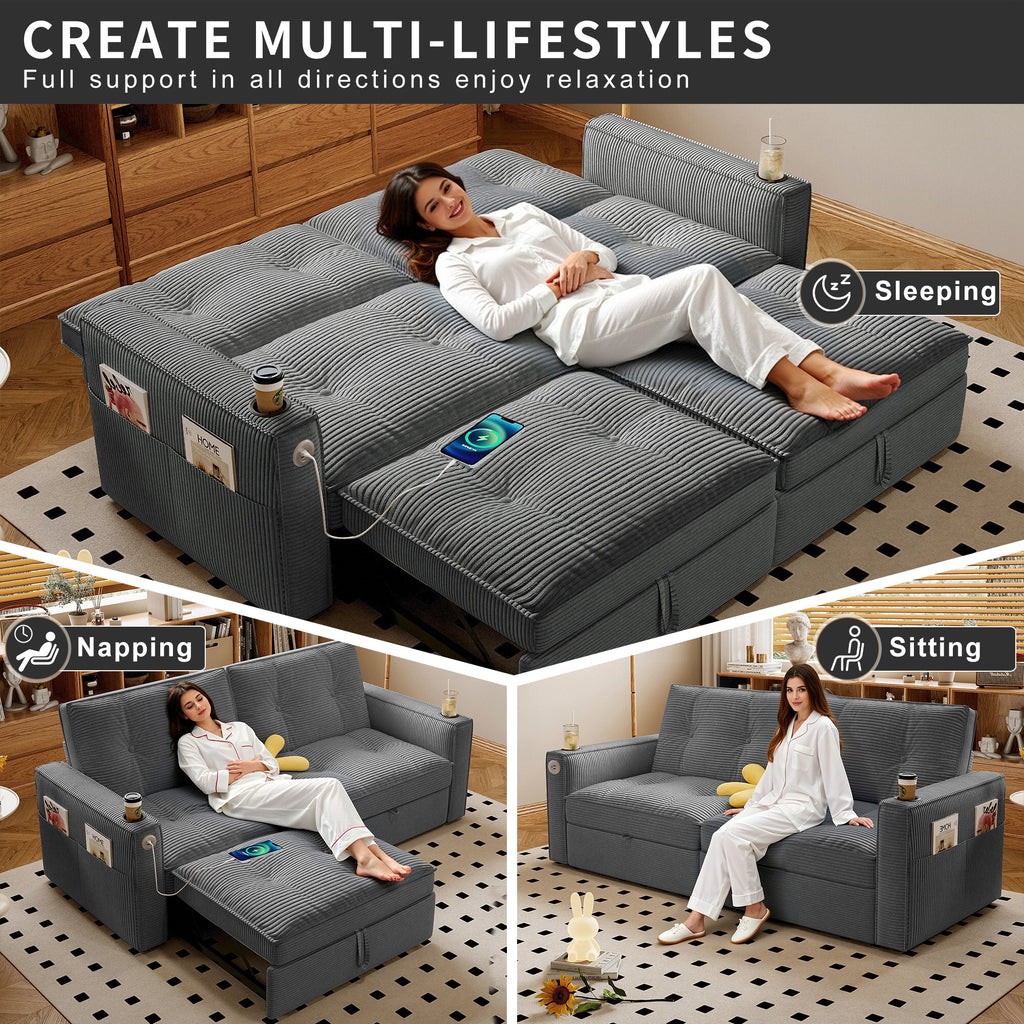 SOMNUS Multi-Functional Convertible Sofa Bed
2-in-1 Multi-Functional Sofa Bed (for Sitting & Sleeping), made of modern corduroy fabric, suitable for living rooms, bedrooms, apartments and small spaces - Grand Goldman Shop