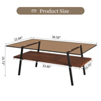 Modern Rectangular Coffee Table with Tempered Brown Glass Top and MDF Layer – Table for Living Room - Grand Goldman Shop