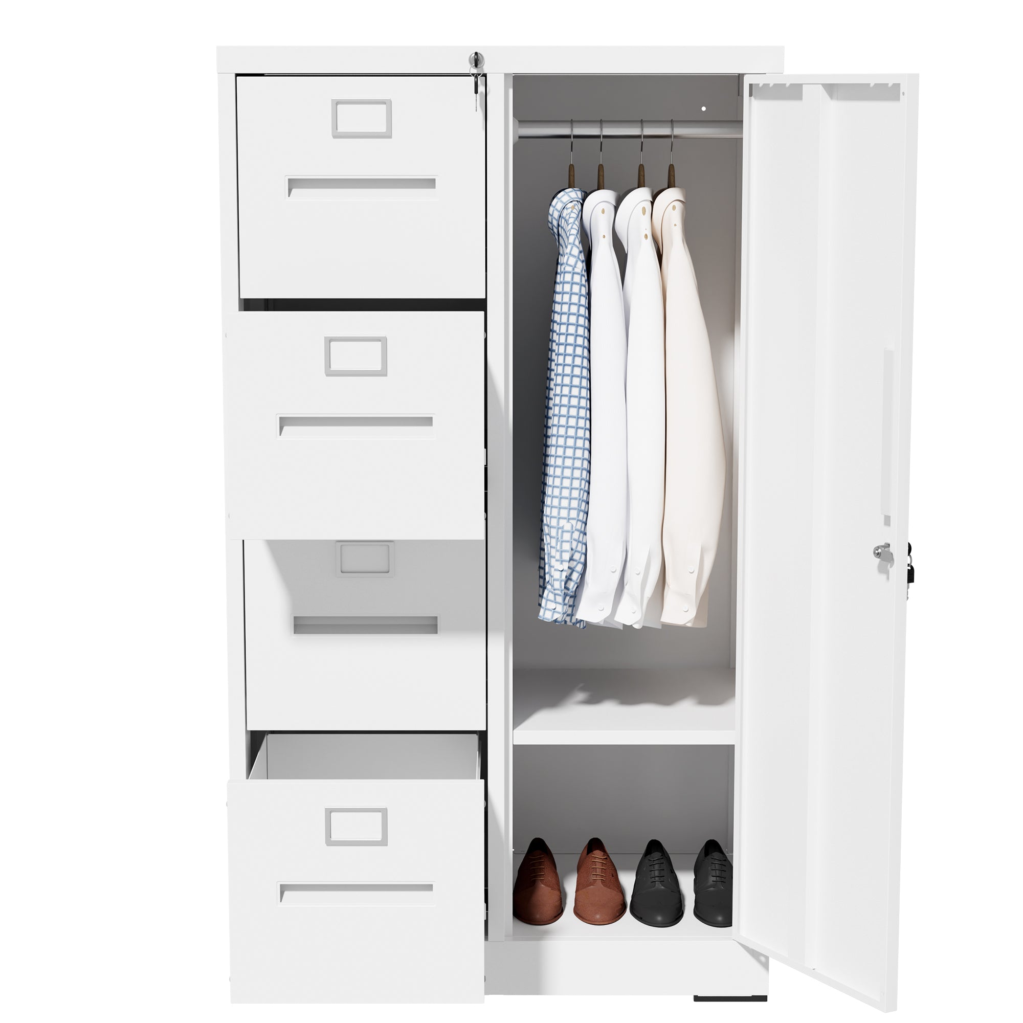Metal Storage Vertical Filing Cabinet with Lock, Steel File Locker with 4 Drawers and 1 door for School, Living Room, Bedroom