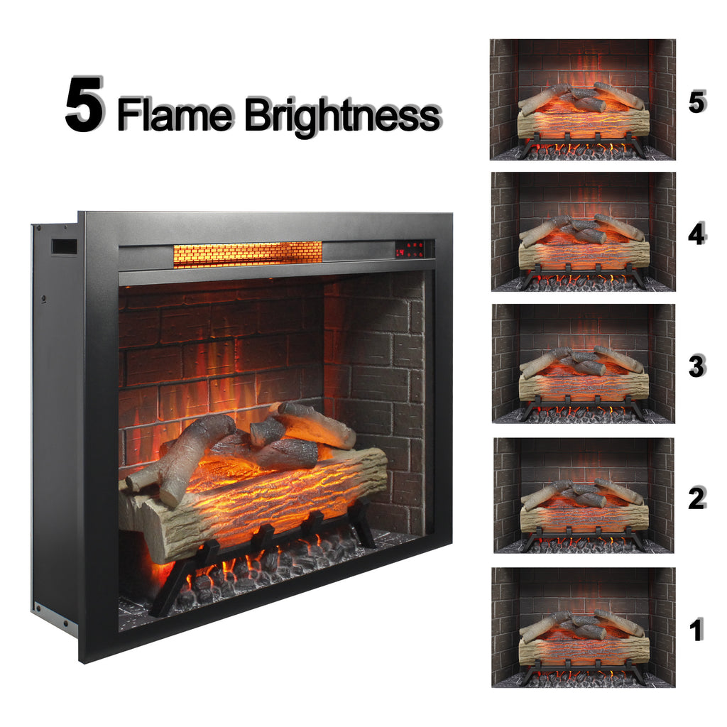 28 inch Infrared Electric Fireplace Insert, Touch Panel Home Decor Heater, Smokeless Firebox With fixed Trim Kit.With Crackling Sound - Grand Goldman Shop