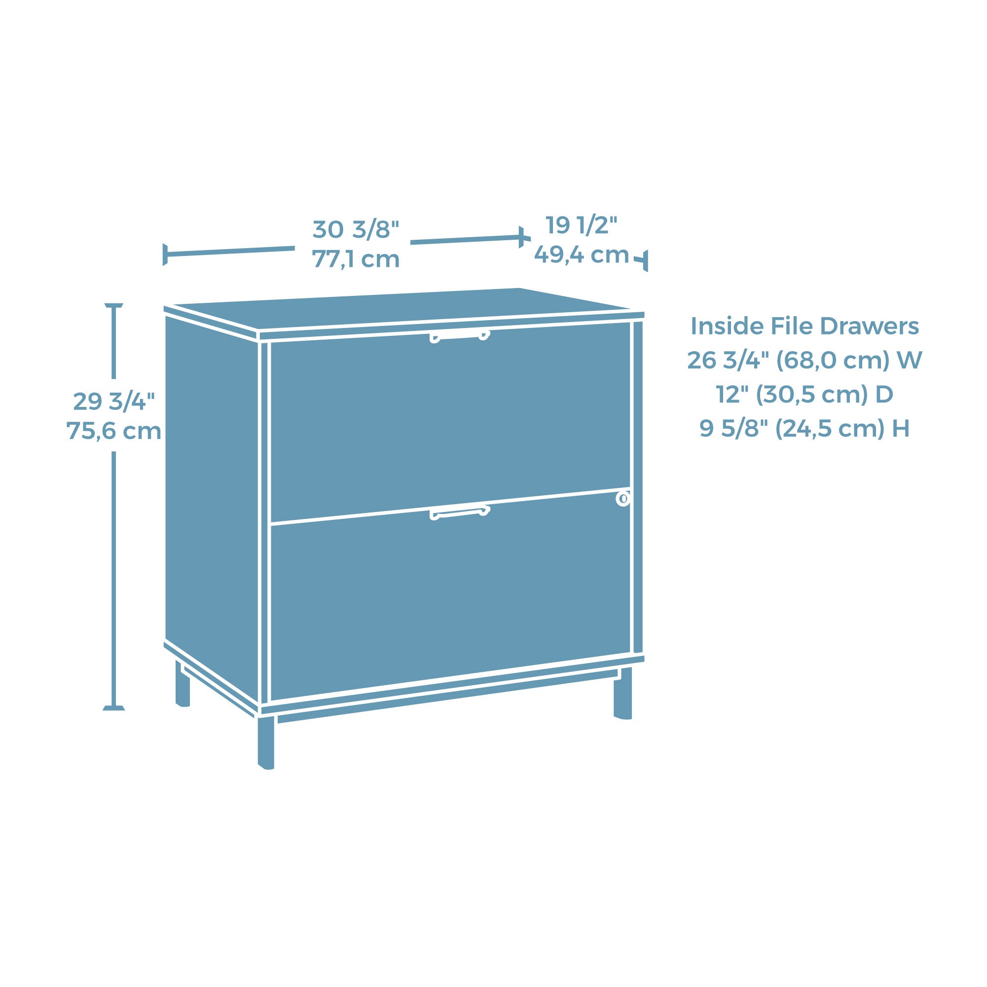 Lateral File with Two Drawers, Acacia finish - Grand Goldman