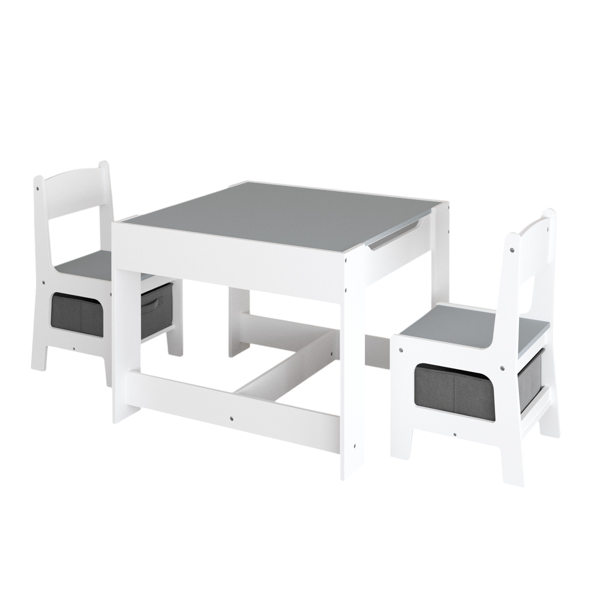 Kids Table and Chair Set, 3 in 1 Wooden Activity Table with Storage Drawer for Toddlers Drawing, Reading, Crafts, 2 in 1 Deta