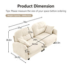 Loveseat Cloud Sectional Couches  Chenille Fabric, Quilted Pleated Design, Ergonomic Design, High-Density Foam Easy Install Elegant Armrests High Quality Wooden Base,Fits Living Rooms,Beige - Grand Goldman Shop
