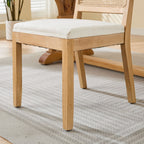 Farmhouse Rattan Dining Chairs Set of 2, Mid Century Modern Kitchen & Dining Room Chairs, Cane Upholstered Kitchen Side Chair with Natural Hardwood Frame, Beige - Grand Goldman Shop