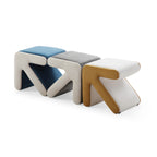 Modern Creative Upholstered Velvet Sofa Stool Kids Stool Shoe Bench Footrest Footstool Multifaceted Stool Ottoman Coffee Table Arrow Design Handicraft Decoration for Living Room Bedroom,Beige+Gold - Grand Goldman Shop