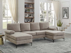 Polyester Blend Upholstered U-Shape Sectional with Metal Legs - Grand Goldman Shop