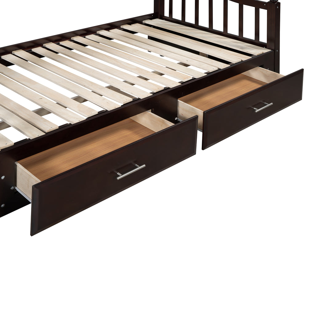 Wooden Twin Size Daybed with Twin Size Trundle, Extendable Daybed with Two Storage Drawers, Espresso(Expected Arrival Time:9.12) - Grand Goldman Shop