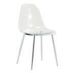 Modern simple transparent dining chair plastic chair armless crystal chair Nordic creative makeup stool negotiation chair Set of 4 and plating metal legW115164140,TW-1200 - Grand Goldman Shop