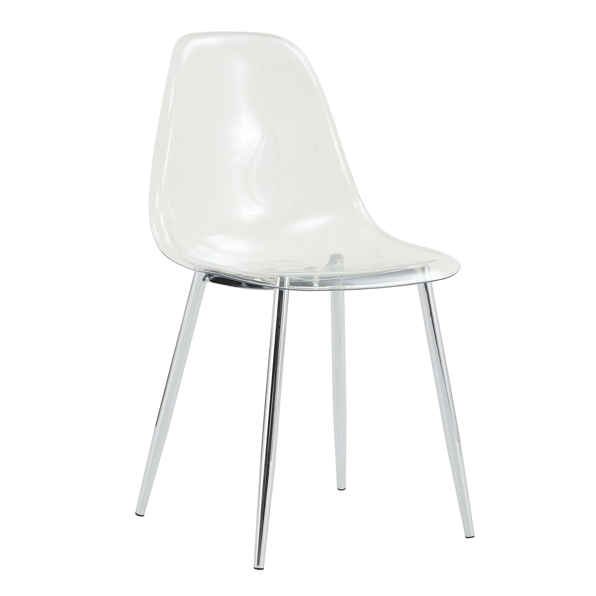 Modern simple transparent dining chair plastic chair armless crystal chair Nordic creative makeup stool negotiation chair Set of 4 and plating metal legW115164140,TW-1200 - Grand Goldman Shop